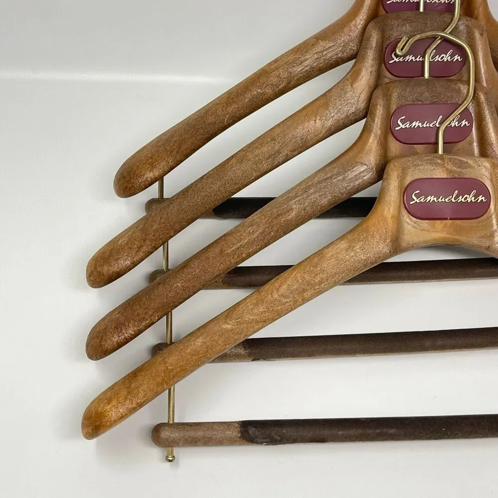 Samuelsohn Suit Coat Hanger Heavy Duty Composite Wood Lot of 4 Hangers Clothing
